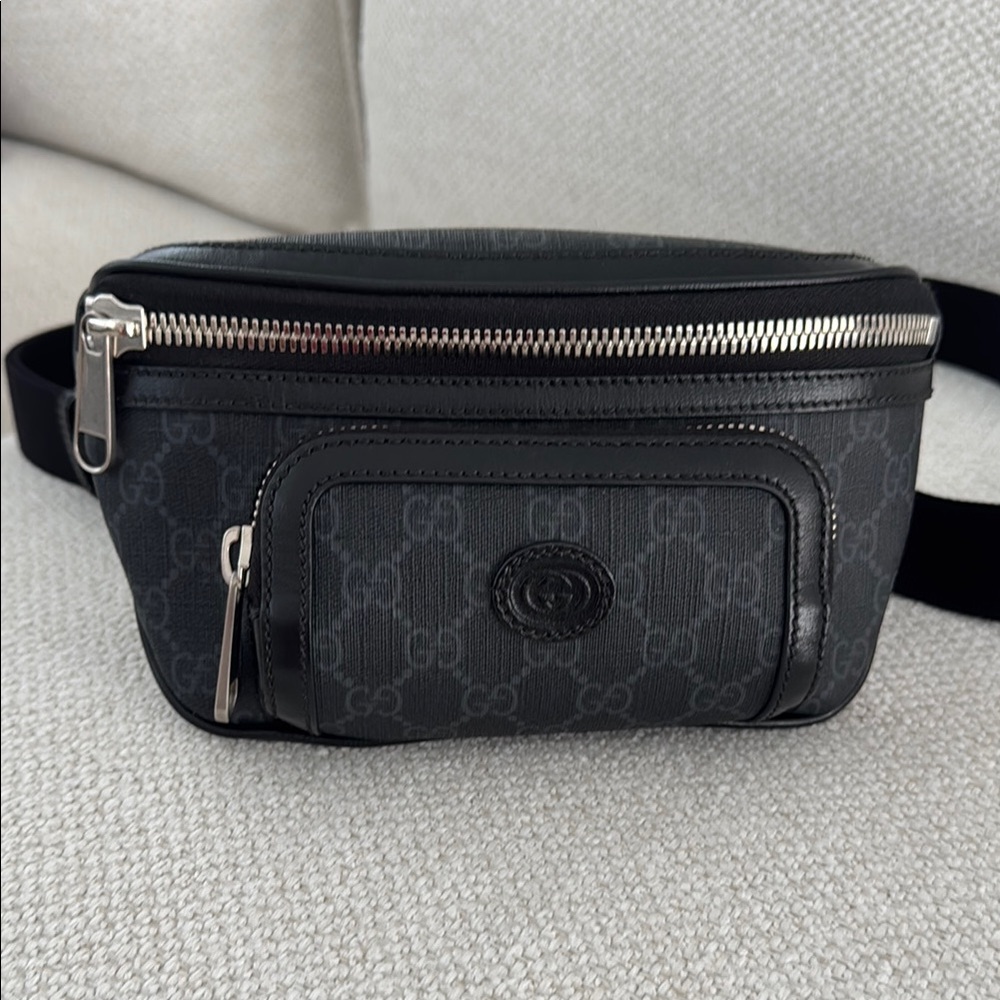 Gucci Black Textured Bag with Silver Accents